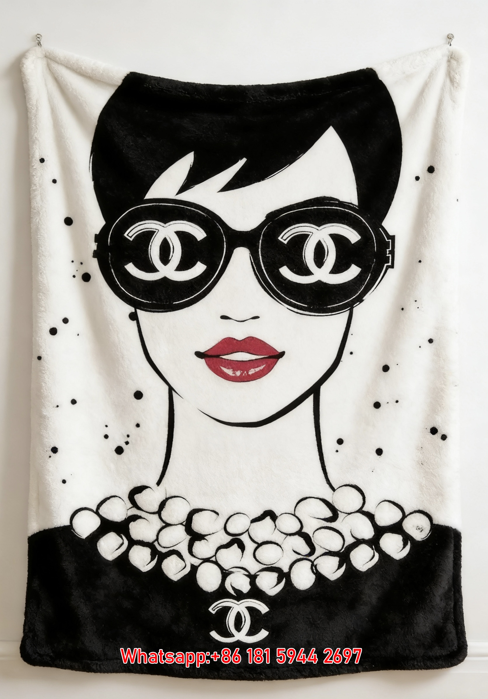 Chanel Style Fashion Girl Flannel Throw Blanket IMG_7378